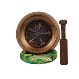 Tibetan Meditation Singing Bowl with Special Etching, Small Buddha Crafted Inside
