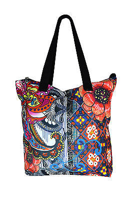 Shoulder Tote Bag with Floral Pattern & Rinestone - craze-trade-limited