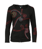 Ladies Black Slim Fit Long Sleeve Sinker Jacket with Dotted Spiral Embroidery