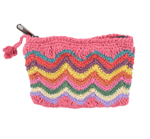 Pink Cotton Thread Coin Purse. - TATTOPANI