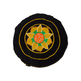 Meditation Cushion-Decorative Seat-With Hand Embroidered Chakra Symbols - TATTOPANI