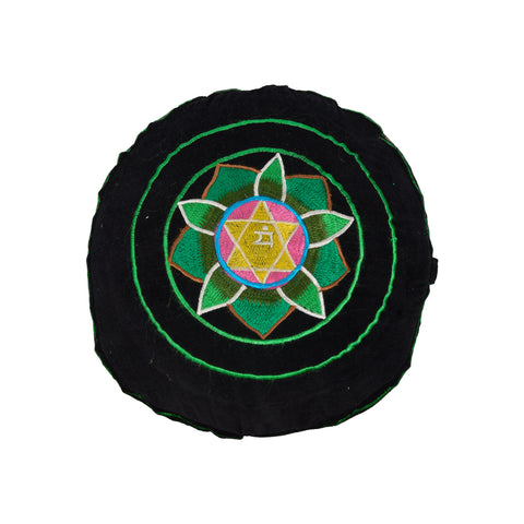 Meditation Cushion-Decorative Seat-With Hand Embroidered Chakra Symbols - TATTOPANI