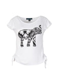 Ladies Short Sleeve Tops with Elephant Print T-Shirt