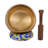 Tibetan Meditation Singing Bowl with Special Etching and protective pouch-SING-SANKHA(Gold-1)-2