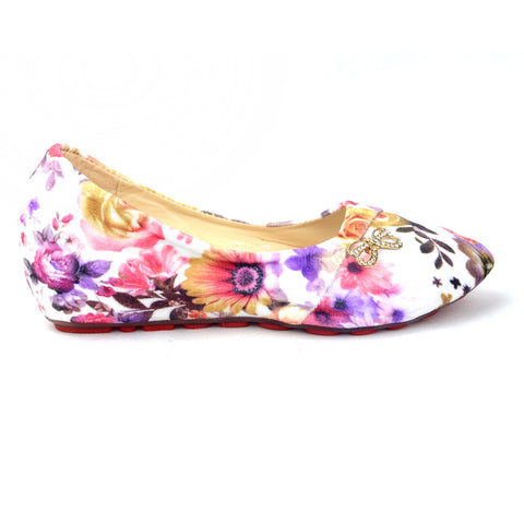 Floral Pattern Girl's Colorful Slip-On Ballerina flat Shoes - TATTOPANI Fashion