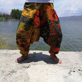 Women Boho Harem Pants Loose Oversized Cotton Linen Streetwear Hip Hop Dance Trousers Ethnic Print Hippie Pants