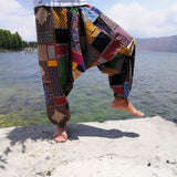Women Boho Harem Pants Loose Oversized Cotton Linen Streetwear Hip Hop Dance Trousers Ethnic Print Hippie Pants