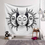White Black Sun Moon Mandala Tapestry Wall Hanging Celestial Wall Tapestry Hippie Wall Carpets Dorm Decor Psychedelic Tapestry