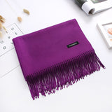 Luxury Solid Women Scarf Winter Cashmere Pashmina Shawls Warm Lady Blanket Wraps Bufanda Scarves Tassel Neck Echarpe 2020