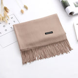 Luxury Solid Women Scarf Winter Cashmere Pashmina Shawls Warm Lady Blanket Wraps Bufanda Scarves Tassel Neck Echarpe 2020