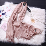 Luxury Solid Women Scarf Winter Cashmere Pashmina Shawls Warm Lady Blanket Wraps Bufanda Scarves Tassel Neck Echarpe 2020