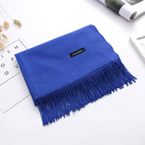 Luxury Solid Women Scarf Winter Cashmere Pashmina Shawls Warm Lady Blanket Wraps Bufanda Scarves Tassel Neck Echarpe 2020