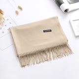 Luxury Solid Women Scarf Winter Cashmere Pashmina Shawls Warm Lady Blanket Wraps Bufanda Scarves Tassel Neck Echarpe 2020