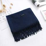 Luxury Solid Women Scarf Winter Cashmere Pashmina Shawls Warm Lady Blanket Wraps Bufanda Scarves Tassel Neck Echarpe 2020