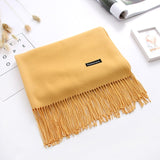 Luxury Solid Women Scarf Winter Cashmere Pashmina Shawls Warm Lady Blanket Wraps Bufanda Scarves Tassel Neck Echarpe 2020