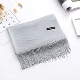 Luxury Solid Women Scarf Winter Cashmere Pashmina Shawls Warm Lady Blanket Wraps Bufanda Scarves Tassel Neck Echarpe 2020