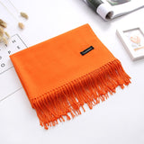 Luxury Solid Women Scarf Winter Cashmere Pashmina Shawls Warm Lady Blanket Wraps Bufanda Scarves Tassel Neck Echarpe 2020