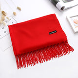 Luxury Solid Women Scarf Winter Cashmere Pashmina Shawls Warm Lady Blanket Wraps Bufanda Scarves Tassel Neck Echarpe 2020