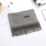 Luxury Solid Women Scarf Winter Cashmere Pashmina Shawls Warm Lady Blanket Wraps Bufanda Scarves Tassel Neck Echarpe 2020