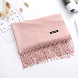 Luxury Solid Women Scarf Winter Cashmere Pashmina Shawls Warm Lady Blanket Wraps Bufanda Scarves Tassel Neck Echarpe 2020