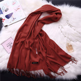 Luxury Solid Women Scarf Winter Cashmere Pashmina Shawls Warm Lady Blanket Wraps Bufanda Scarves Tassel Neck Echarpe 2020