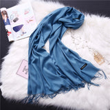 Luxury Solid Women Scarf Winter Cashmere Pashmina Shawls Warm Lady Blanket Wraps Bufanda Scarves Tassel Neck Echarpe 2020