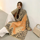 2020 Luxury Brand Scarf Hijab Women Winter Cashmere Thick Shawl Warm Bandana Scarves Female Pashmina Blanket
