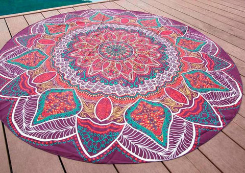 Round Hippie Chiffon Tapestry Beach Throw Towel Yoga Mat Bohemian - craze-trade-limited