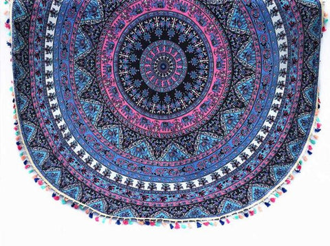 Round Hippie Tassel Tapestry Beach Throw Towel Yoga Mat Bohemian - craze-trade-limited