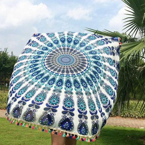 Round Hippie Tassel Tapestry Beach Throw Mandala Towel Yoga Mat Bohemian - craze-trade-limited