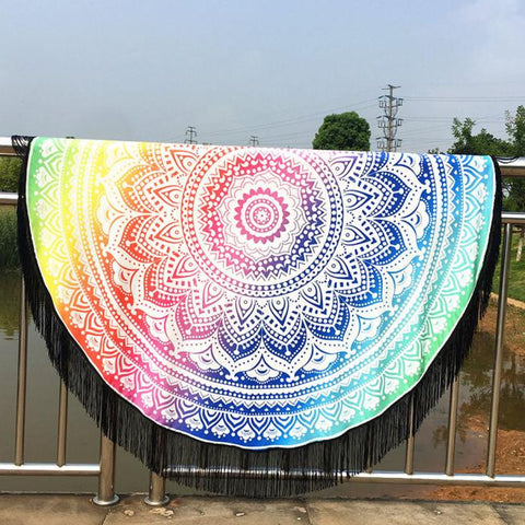 Round Hippie Tassel Tapestry Beach Throw Mandala Towel Yoga Mat Bohemian - craze-trade-limited
