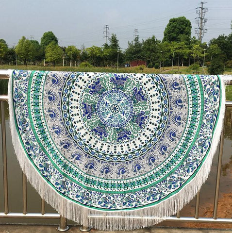Round Hippie Tassel Tapestry Beach Throw Mandala Towel Yoga Mat Bohemian - craze-trade-limited
