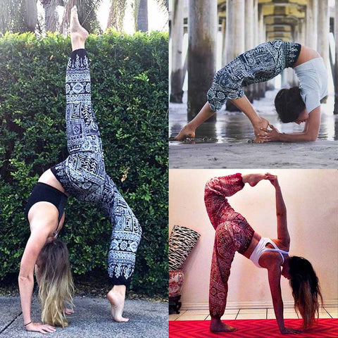 Thai Harem Trousers Festival Hippy Smock High Waist Fishbone Print Yoga Pants - craze-trade-limited