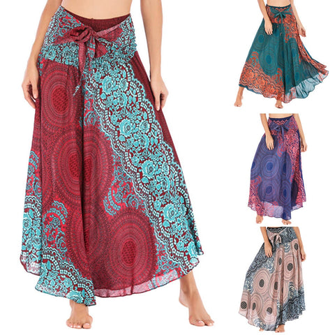 Womail Women skirt Summer Long Hippie Bohemian Gypsy Boho Flowers Elastic Waist Floral Halter Skirt Casual  2020  f9